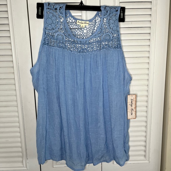 Pretty Blue sleeveless top size 2x - Picture 3 of 10